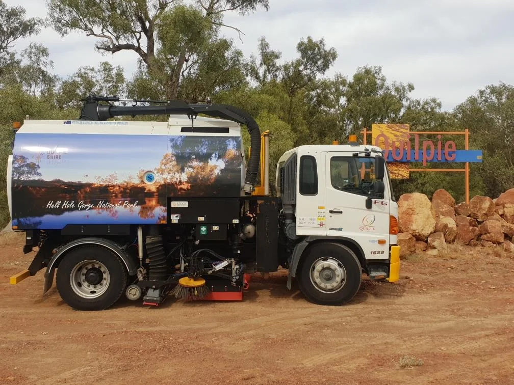Refurbished sweeper with custom mural delivered to Quilpie Shire Council